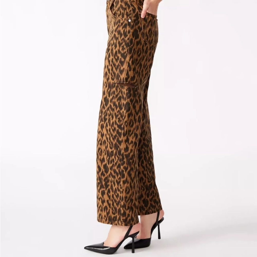 NWT Steve Madden Maise High rise denim leopard cutout detail barrel jean Sz 26